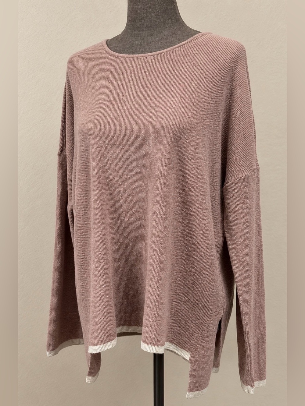 Eileen Fisher Tunic Sweater Size XL Organic Linen Blend Quiet Luxury Neutral